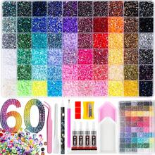 48.000 viên đá resin jelly 60 màu, đá đính mặt phẳng đa màu trang trí, phù hợp cho tranh đính đá, gồm 4 chai keo dán trang sức B7000 10ml và dụng cụ, quà tặng Giáng Sinh sinh nhật cho nữ - Bộ - Xem 2