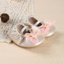 1 Pair Infant Girl 1st Birthday/100 Days Bow Soft Sole Non-Slip Princess Walking Shoes - Gold - View 8