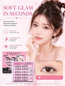 ROCK SWEET Glueless Self-Adhesive Sunflower False Lashes With Double Tips, 3 Seconds Quick Wear, Natural Curly & 3D Stereo Eye Lashes - View 5
