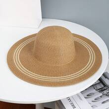Straw Hat + Straw Bag Set, Women's Casual Vacation Outfit, Includes Straw Handbag And Wide-Brim Straw Hat, New Straw Sun Hat And Straw Shoulder Bag, Beach Handbag, Suitable For Summer Outdoor Travel And Vacation - Beige - View 6