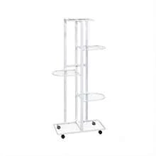 5-Floor Plant Stand With Wheels - White Iron, Space-Saving, Indoor/Outdoor - B - View 2