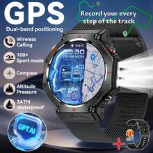 GUHUAVMI 1件男士真GPS智能手錶，雙頻GPS定位，LED手電筒，3ATM防水，530mAh電池，無線通話/撥號，訊息通知，ChatGPT聊天，健身追蹤，心率/睡眠監控，指南針，高度計，氣壓計，100+運動模式，T-REX 3智能手錶，兼容Android和iOS系統 - 彩色 - 查看 14