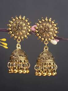 1pc Elegant Women's Earrings, Bohemian Style Earrings, Versatile Hollow Fashion Tassel Pendant Exaggerated Ear Hooks, Suitable For Women's Daily Wear And Party - Style a - View 2