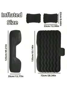 Outdoor Hiking Camping Comfortable Inflatable Bed, Plush Surface Inflatable Mattress, Black Portable Bed, Can Also Be Used As A Household Inflatable Sleeping Pad, Without An Inflation Pump - Black - View 4