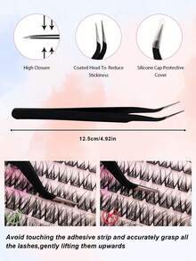 C Curl Self-Adhesive False Eyelashes, No Glue Needed, 8-16mm Mixed Length, Fluffy Cat Eye Effect, No Sticky Residue, Pre-Glued False Eyelashes, DIY Convenient Eyelash Clusters, Single Cluster False Eyelashes, False Eyelashes, False Eyelashes - C - View 6