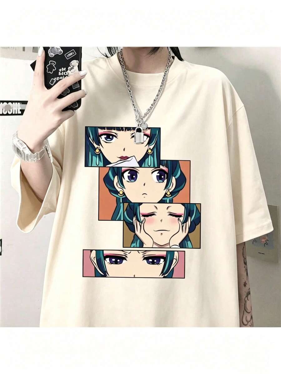 New Women S Anime Harajuku Shirt Cute Anime The Apothecary Diaries Graphic Women's T Shirt Tops - 杏色 - 查看 1