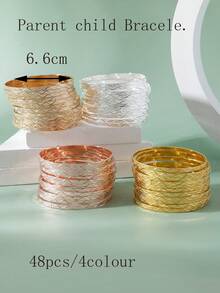 12pcs Exquisite Sparkling Royal Court Style Creative Unique Thin Wavy Layered Bracelets - Multicolor - View 9