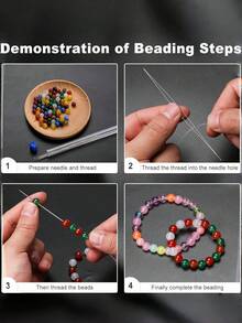 60/30/18/6pcs/Set Beading Needles, Multiple Sizes Open Eye Needles, For Making Bracelets, Necklaces, Jewelry - Multicolor - View 3