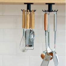 1/3/5pcs Kitchen Utensil Storage Hooks Self-Adhesive 360 Rotating Folding Wall Hooks 6-Claw Design Suitable For Home Kitchen Bathroom Office Bedroom Organization Multifunction Practical - Multicolor - View 9