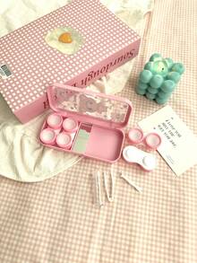 eyekan Caixa de Lentes de Contato Fofa para Menina, Caixa de Lentes de Contato, Caixa de Lentes, Bastão Auxiliar de Uso e Outros Kits de Ferramentas São Usados para Mergulhar e Armazenar Conjuntos de Recipientes de Lentes de Contato para Viagem e Casa. - Visão 9
