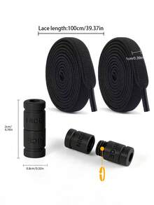 COSYLEE 1雙字母扣彈性鞋帶 0.8cm寬扁平免綁鞋帶 適用於休閒鞋與運動鞋 - 黑色 - 查看 7