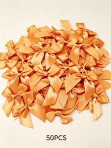 50pcs Large Satin Ribbon Bows With Pink And White Floral Design, Gift Wrapping Bows, Wedding Decoration Bows, DIY Birthday Party, Baking Decoration - Large Asymmetrical Bow - View 25