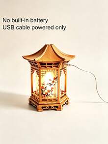 中式亭閣風迷你加濕器附LED小夜燈，2.2W USB超音波噴霧，160ml便攜式桌面空氣加濕器，ABS材質適用於居家辦公室臥室 - 彩色 - 查看 5
