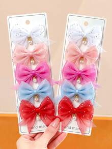 10/6/2pcs Fine Glitter Pearl Bow Hair Clips, Durable And Hair-Friendly, Sweet And Cute Hair Accessories - Suitable For Women And Girls, Daily, School, Party, Vacation - Multicolor - View 3