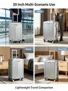 20 Inch Aluminum Frame Business Laptop Carry On Suitcase TSA Lock Universal Wheel Multi Color Travel Luggage Holiday Gift. - Silver - View 6