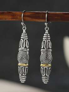 Gmzalx Minimalist Geometric Pattern Long Dangle Earrings, Spiral Cone Pendant Earrings, Daily Outfit Accessory And Birthday Gift - Two-color - View 4