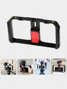 1 buah Sangkar Kamera Ponsel, Bingkai Penstabil Genggam, Mendukung Pemotretan Horizontal & Vertikal, Kompatibel dengan Lampu Pengisi Eksternal & Mikrofon, Bingkai Fotografi Genggam untuk Video Pendek, Vlog, dan Siaran Langsung - Hitam - View 3