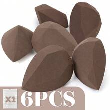 Matte Brown Diamond Velour Makeup Sponge Set, Dual Sided Flocked Beauty Multi Sizes 2/4/6/8/12 Packs, Reusable Cosmetic Blending Sponges For Liquid Foundation, Loose Powder, Concealer, Cream Makeup - Multicolor - View 14