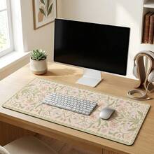 Floral Pattern Large Mouse Pad, Non-Slip Rubber Bottom, Stitched Edge, Office Home Gaming Gift For Him/Her, Back To School Desktop Accessory, Office Supplies, Mouse Pad, Multiple Sizes, Computer Keyboard Pad, Laptop Pad - Mouse Pad - View 1