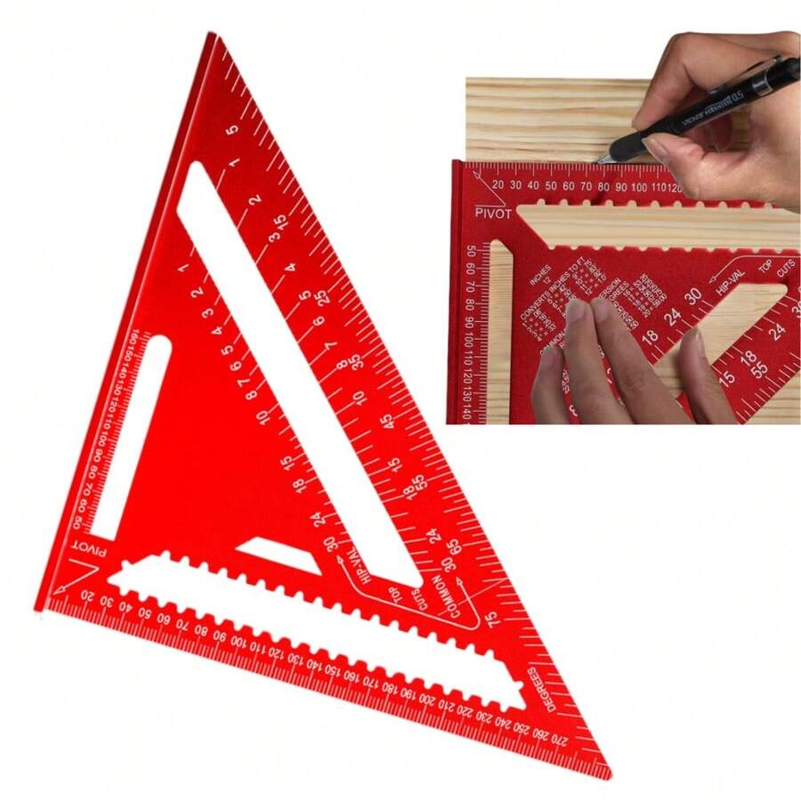 12-Inch Woodworking Triangle Ruler, Woodworking Angle Measuring Tool, Aluminum Alloy Scale Ruler With Angle Protractor And Metric Scale, Durable Metal Construction, Metric, Suitable For Home Decor And Design Projects