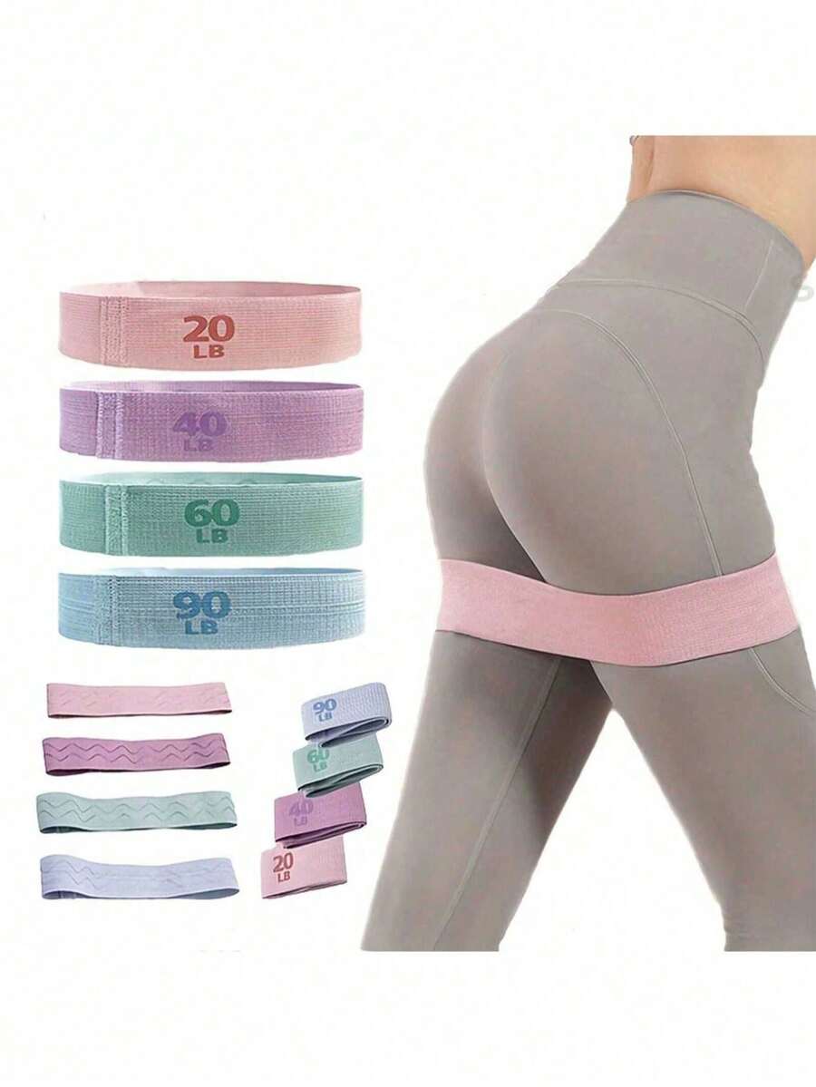 High Strength Polyester Resistance Bands - Multi-Level Elastic Fitness Bands, Suitable For Squats, Workouts And Various Sports - Portable And Space-Saving - 4 Resistance Levels, Customizable Training Intensity Based On Individual Needs. Applicable For Gym, Sports, Fitness, Home Workout, Pilates, Yoga, Etc.