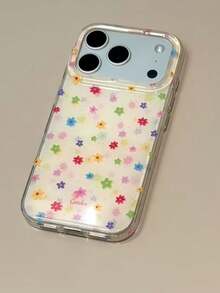 Casing Ponsel Pelindung Dua Lapis Motif Bunga Berwarna-warni dan Berkilau, Kompatibel dengan Apple 17 Pro Max, 16, 15 Pro, 14 Pro, Perlindungan Penuh, Gaya Wanita - Putih - View 3