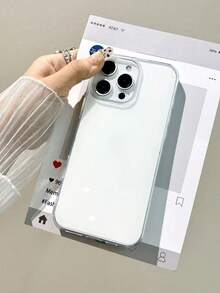 1 Cute Simple Solid Color Shockproof Phone Case Compatible With Iphone 17/16/15 Pro Max/13/14/12 Pro Plus/11, Stylish Candy Color Protective Cover - White - View 3