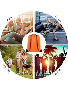 1pc Multicolor Waterproof Drawstring Backpack, Lightweight Polyester Fiber Sports Fitness Storage Bag, Portable Drawstring Storage Bag, Suitable For Fitness, Travel, Campus, Shopping, Outdoor Activities - Multicolor - View 2