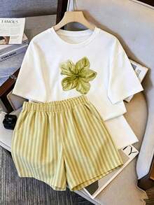Elige 1 de 2 modelos. de 1 camiseta de manga corta para mujer de estilo retro americano, con estampados de nombres de ciudades, suave al tacto, cómoda y versátil. Ideal para Pascua y Semana - Un vestido blanco - Ver 1