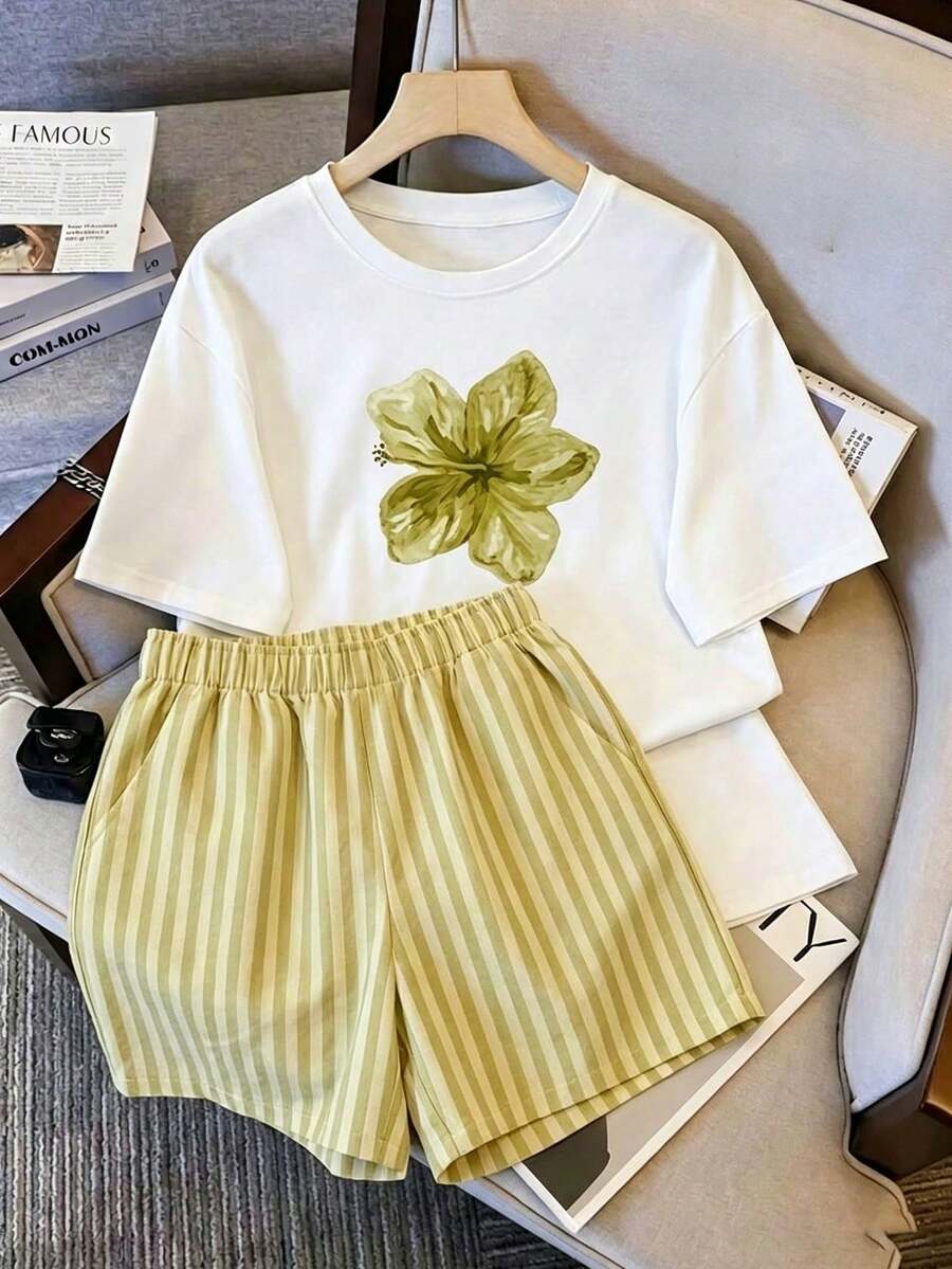 Elige 1 de 2 modelos. de 1 camiseta de manga corta para mujer de estilo retro americano, con estampados de nombres de ciudades, suave al tacto, cómoda y versátil. Ideal para Pascua y Semana - Un vestido blanco - Ver 1