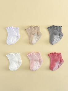 6 Pairs Baby Socks With Ruffle Edge, Anti-Slip Low-Cut Ankle Socks For Girls, Cute Toddler Socks With Grip - Multicolor - View 24