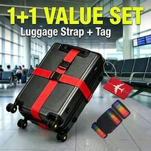 Bộ dây đai hành lý co giãn cao & thẻ hành lý máy bay bằng kim loại, dây đai hành lý gia cố chống mòn chống nổ chống vỡ, phụ kiện du lịch cho hành lý ký gửi - Nhiều màu - Xem 7