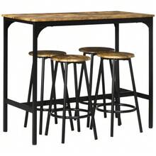 5-Piece Bar Table Set With 4 Bar Stools, Industrial Design Kitchen Table, Rustic Brown, Metal, Dining Set For Kitchen And Bar - 棕色 - 查看 1