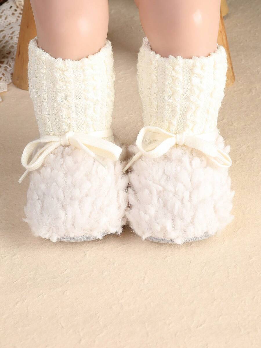 1 Pair Infant Girl Elastic Socks Shoes, Flat Casual Cute Foot-Protecting Boots, Infant Shoes Suitable For Winter