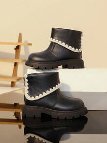 Children's Boots New Style Single Layer Embroidered Non-Slip Casual Boots - Black - View 7