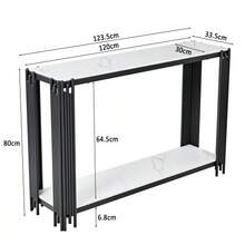 Modern Console Table With 2 Shelves, Hallway Table In White Marble Look, Slim Table For The Entryway, Decorative Table For Living Room, Hallway And Bedroom – H80/W123.5/D33.5 Cm - 黑色 - 查看 2