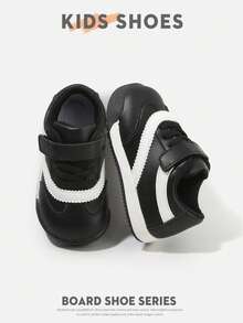 1 Pair Casual Fashion Baby Toddler Walking Sports Shoes, Comfortable Lightweight Contrast Color Design, Suitable For Multiple Occasions - Black - View 4