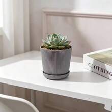 Vaso de flor Decorativo com bandeja -  Plastico - 15 cm - Visão 4