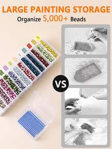 Transparent Diamond Painting Storage Box Tray Set With Carrying Bag, Diamond Painting Beads Storage Box With Stickers, Diamond Painting Tools - A - View 3