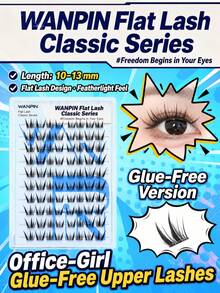 WANPIN WAN PIN Glue-Free Segmented False Eyelashes, Natural Realistic Style For Daily Commute, Ultra Soft Comfortable Easy To Wear, 10-13mm Mixed Length, Lightweight Flat Lash Fiber, C Curl, Manga Clustered Eyelashes - View 2