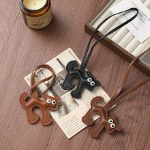 JRESSIAL New Leather Big Eye Dog Plush Pendant DIY Keychain Bag Charm - Brown - View 2