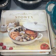 Round Enamel Cast Iron Casserole With Lid And Gloves, 27cm Covered Pot For Soup, Stew And Family Dining - View 11