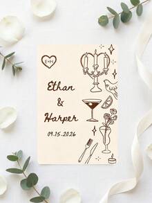 Custom Text Wedding Playing Cards, Romantic Wedding Elements Illustration Personalized Bride Groom Poker Cards, Custom Wedding Favor Keepsake Card Game For Wedding Party Guest Gift - Multicolor - View 12