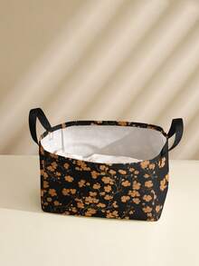 1pc Round Storage Basket, Extra Large Capacity, Foldable, Durable, Floral Pattern Printed Large Capacity Foldable Round Storage Basket With Handles, Multi-Purpose Storage Basket For Baby Room, Baby Sundries Organizer Storage Basket, Large Capacity Storage Box, Baby Room Storage, Baby Supplies Storage, Diaper Storage, Clothing Storage, Baby Supplies Sundries Storage, Multi-Purpose Storage Box, Foldable Baby Supplies Storage Box - Multicolor - View 4