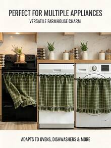 Penutup Oven Gaya Rumah Pertanian Buatan Tangan, Penutup Oven Tahan Panas dengan Tepi Bergelombang dan Tali Pengikat, Gaya Pedesaan, Dapat Dipasang untuk Menyembunyikan Barang-Barang yang Berantakan, Cocok untuk Kompor dengan Tali Pengikat, Trim Bergelombang, Cocok untuk Semua Model Oven, Perlengkapan Dapur Dekorasi Rumah - MultiWarna - View 9