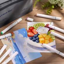 168/120/80/60/48 Colors Brush Art Marker Pens,Double Tip Brush & Chisel Suitable For Drawing And Art Creation, Sketching, And Creating Beautiful Artworks In Offices, Schools, Students, Stationery, And School Supplies,Back To School,Refillable - Multicolor Art Markers - View 2