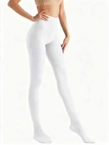 1雙女款純色極簡風緊身褲，緊身褲，適合日常穿著 - 彩色 - 查看 15
