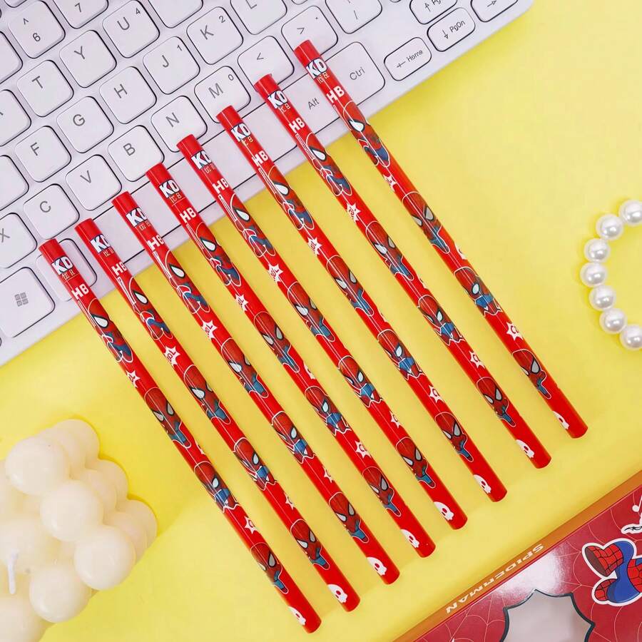 12pcs HB Triangular Wood Pencils, Ergonomic Correction Grip Graphite Pencils, Cute Cartoon Printed Pencils, Writing And Drawing Stationery Gifts For Boys And Elementary School Students - Multicolor - View 1