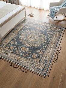 1pc Blue Bohemian Style Living Room Rug, Suitable For Kitchen, Dining Room, Bedroom Holiday Decor, Indoor/Outdoor, Office Anti-Slip Doormat, Bathroom Rug, Hallway, Study Gaming Area Rug - Navy Blue - View 16