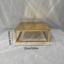 1件金色方形金屬蛋糕分隔架，婚禮生日蛋糕裝飾，嬰兒洗禮派對蛋糕裝飾，母親節甜點配件 - 查看 7